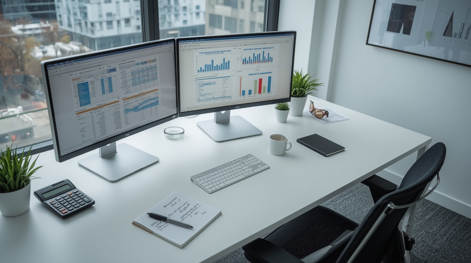 Schreibtischszene – strukturierte Planung und Übersicht